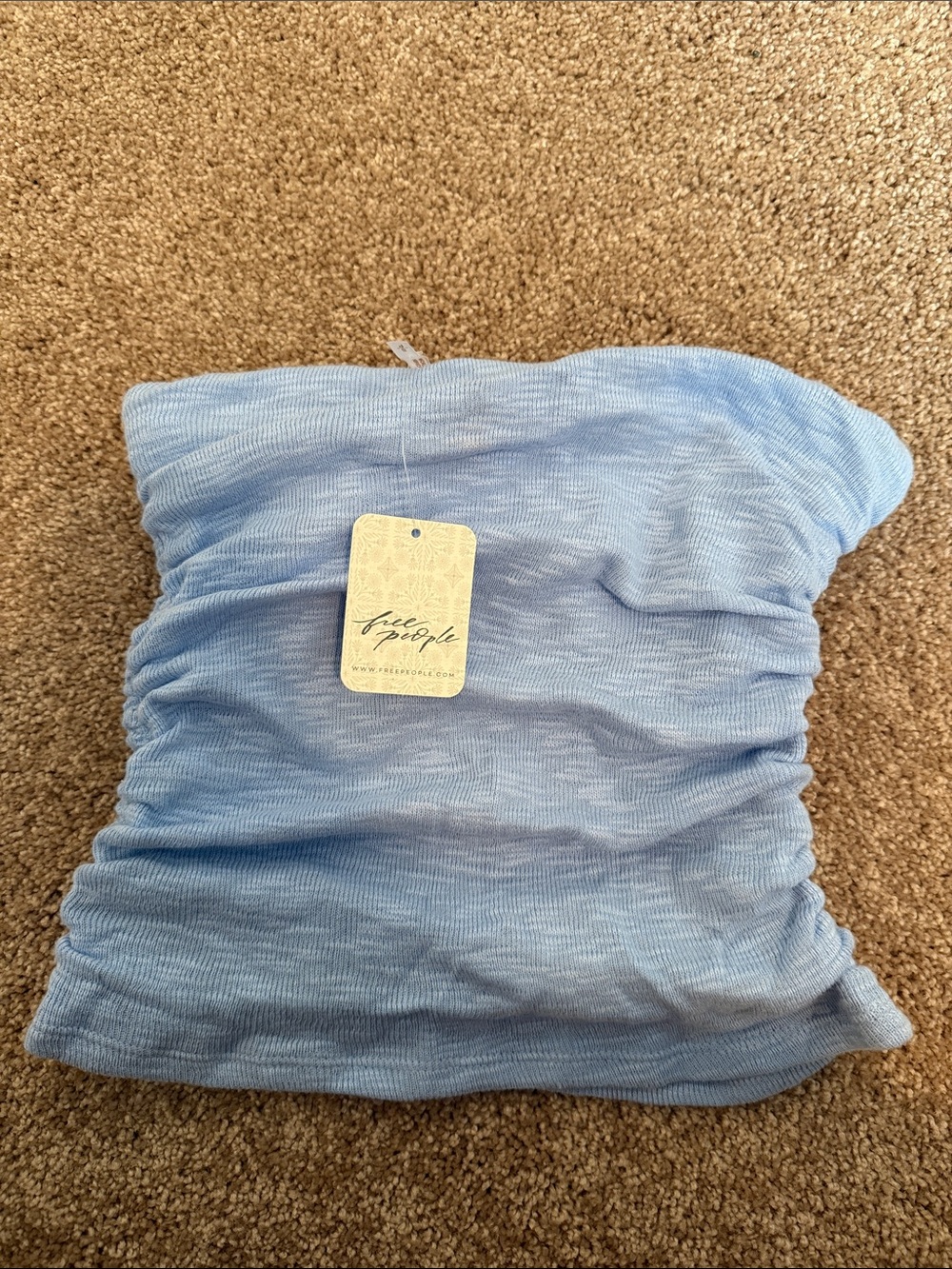 Free People Powder Blue Ribbed Tube Top